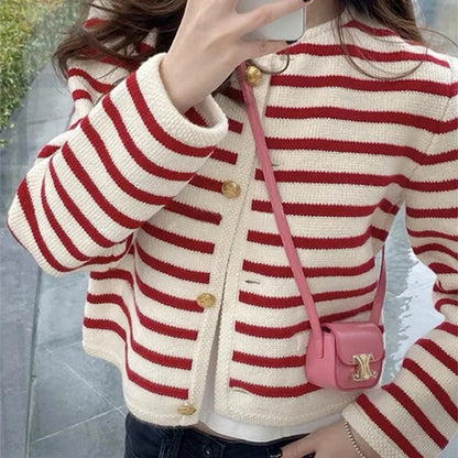 BELMONT RED STRIPED CARDIGAN