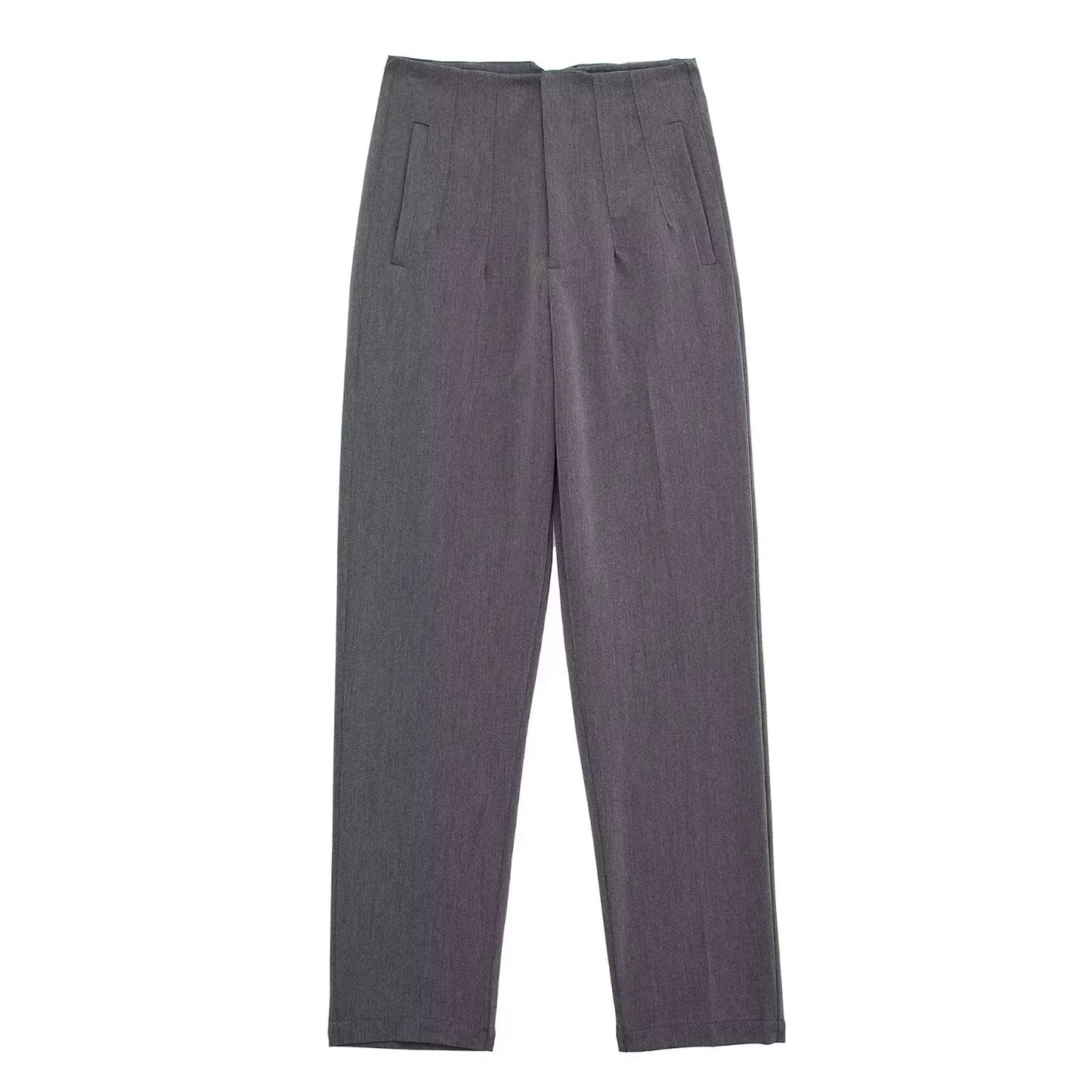 ELEGANT HIGH-WAIST GRAY PENCIL PANTS