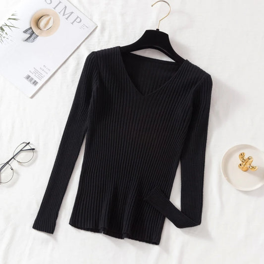 CASUAL BLACK KNIT PULLOVER SWEATER