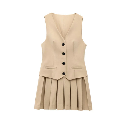 OLD MONEY BEIGE MINI DRESS