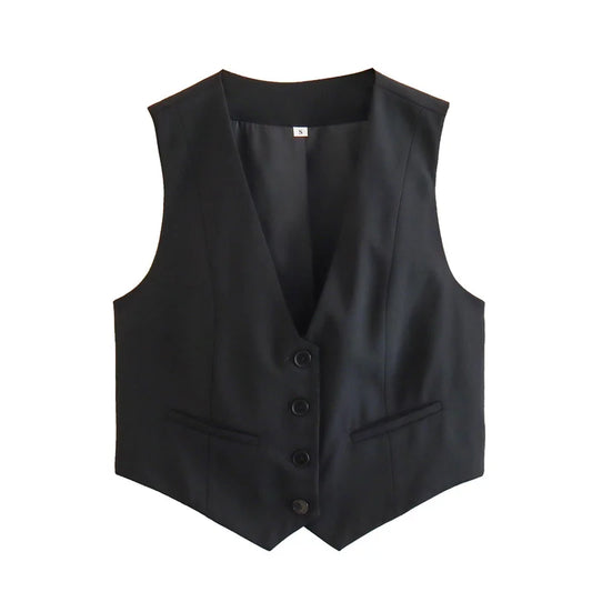 CLASSIC V-NECK TAILORED BLACK VEST