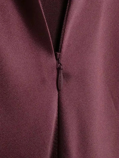 SATIN WINE RED PREMIUM DRESS