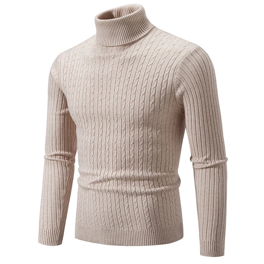CLASSIC OLD MONEY BEIGE TURTLENECK PULLOVER