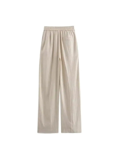 OLD MONEY STRAIGHT-LEG BEIGE TROUSERS