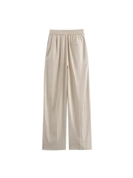 OLD MONEY STRAIGHT-LEG BEIGE TROUSERS