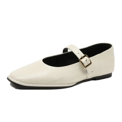 PURE LEATHER BEIGE CLASSIC FLATS