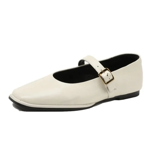 PURE LEATHER BEIGE CLASSIC FLATS