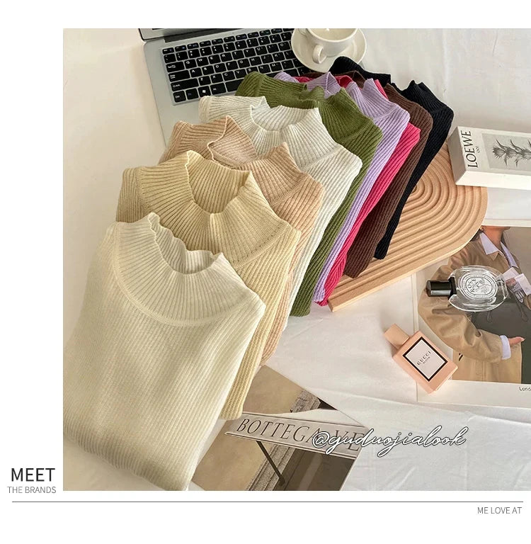 COTTON BLEND CLASSIC MOCK NECK PULLOVER