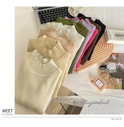COTTON BLEND CLASSIC MOCK NECK PULLOVER