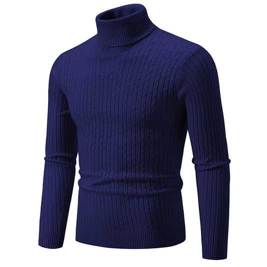 CLASSIC OLD MONEY NAVY BLUE TURTLENECK PULLOVER