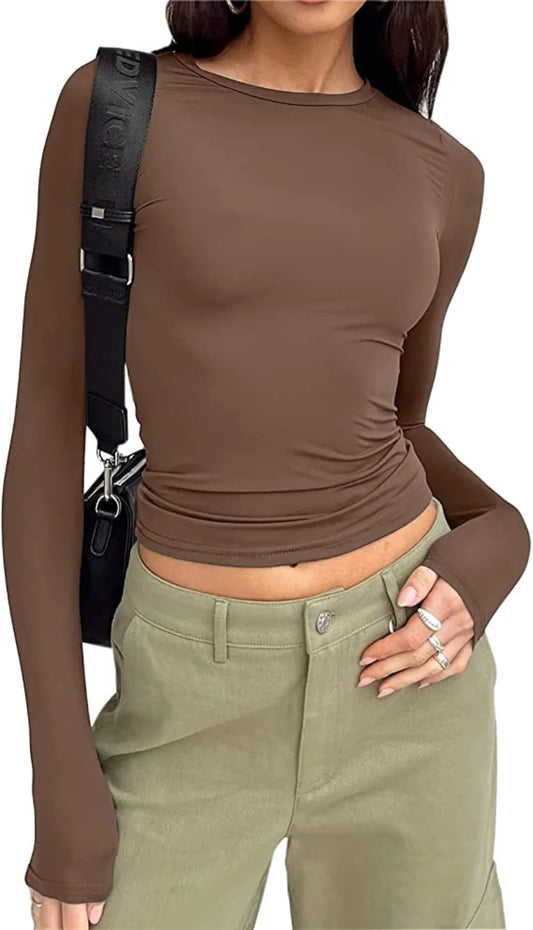 OLD MONEY KNIT BROWN LONG SLEEVE TEE