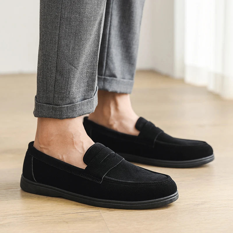 HERITAGE BLACK SLIP-ON LOAFERS