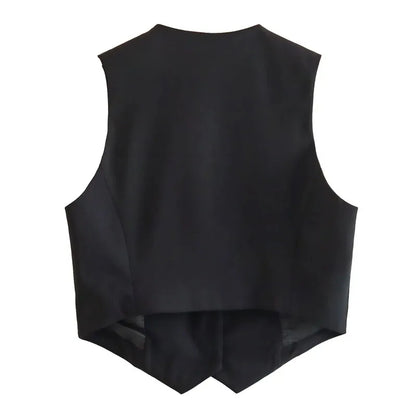 CLASSIC V-NECK TAILORED BLACK VEST