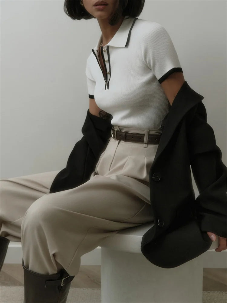 VINTAGE WHITE KNIT POLO