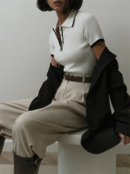 VINTAGE WHITE KNIT POLO