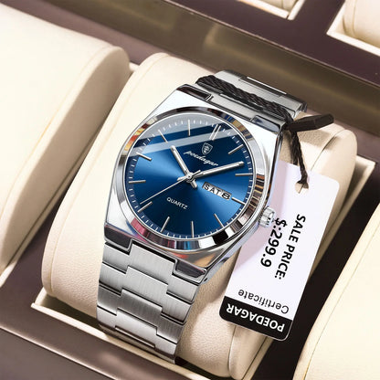 OLD MONEY LUXURIOUS SILVER BLUE WATCH
