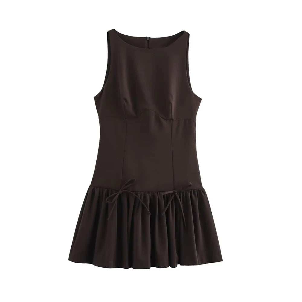 OLD MONEY DARK BROWN MINI DRESS