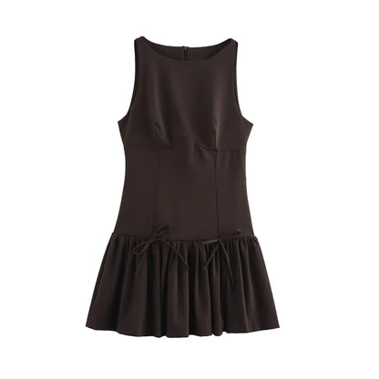 OLD MONEY DARK BROWN MINI DRESS