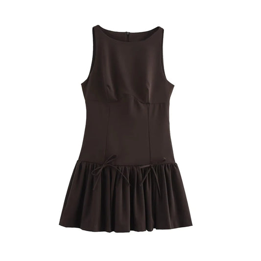 OLD MONEY DARK BROWN MINI DRESS