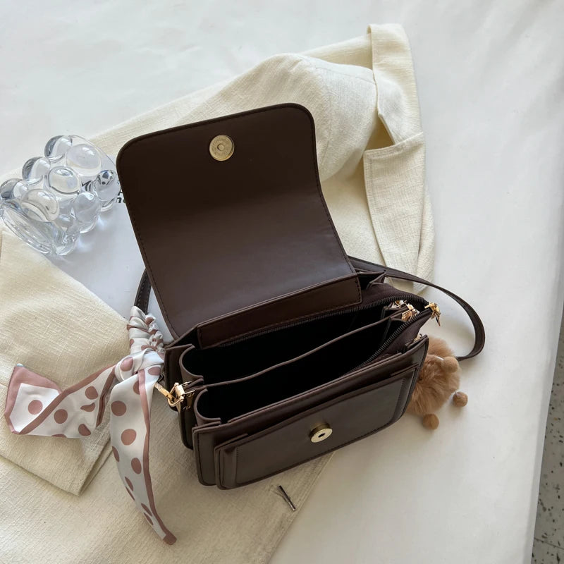 COFFEE COLOR LEATHER MINI SHOULDER BAG