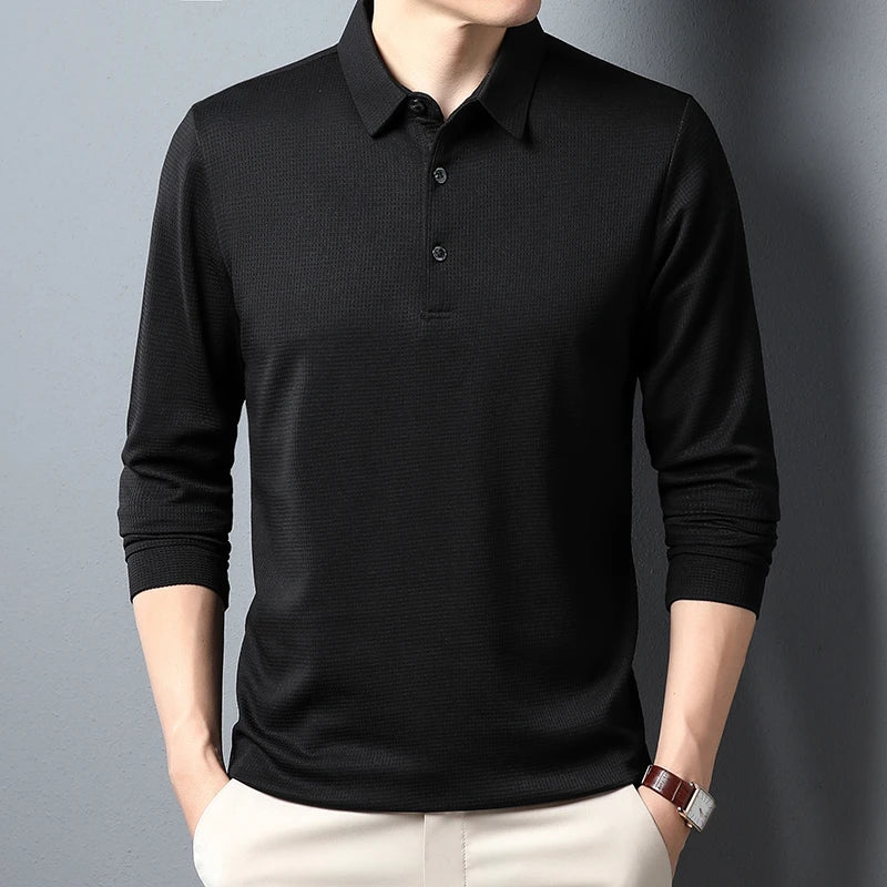 CASUAL LONG-SLEEVE BLACK POLO