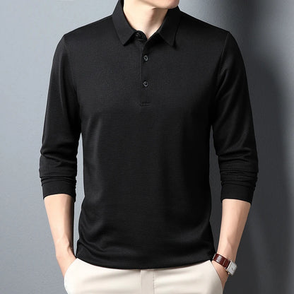 CASUAL LONG-SLEEVE BLACK POLO