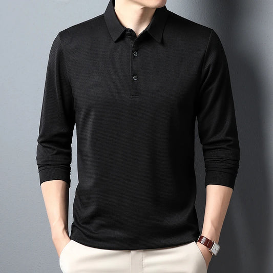 CASUAL LONG-SLEEVE BLACK POLO