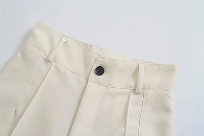 CREAM COLOR TAILORED STRAIGHT TROUSERS