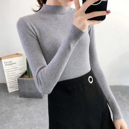 COTTON BLEND CLASSIC MOCK NECK PULLOVER