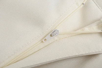 CREAM COLOR TAILORED STRAIGHT TROUSERS