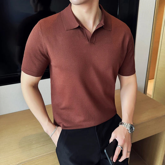 HERITAGE V-NECK CLASSIC COFFEE POLO