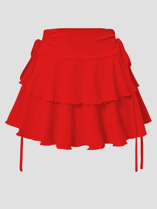 HIGH-WAIST RED MODERN SKIRT
