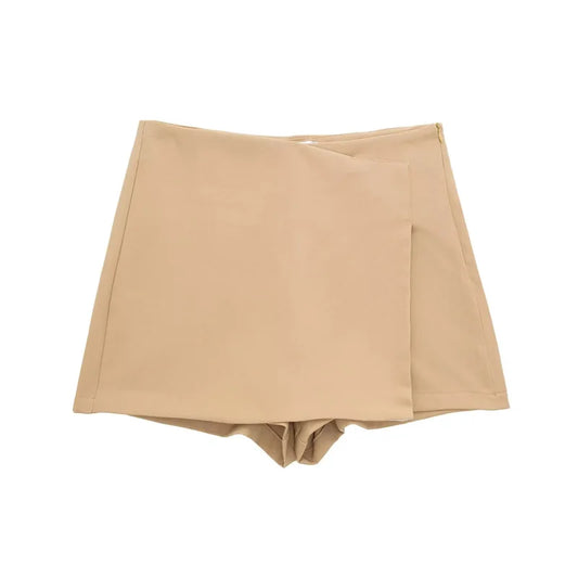 VINTAGE TIERED KHAKI SKORT SHORTS