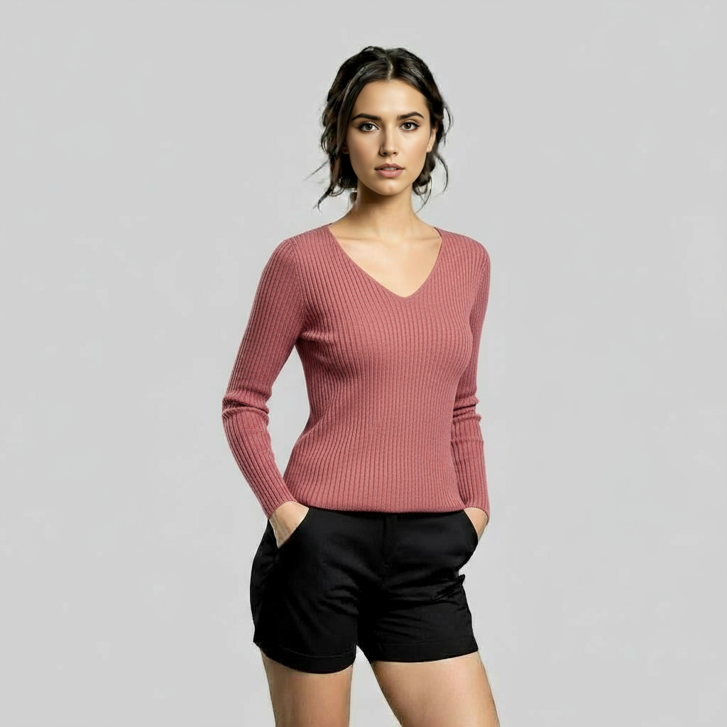 CASUAL BRICK RED KNIT PULLOVER SWEATER
