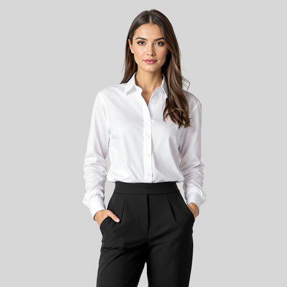 WHITE SATIN LOOSE COLLAR BLOUSE