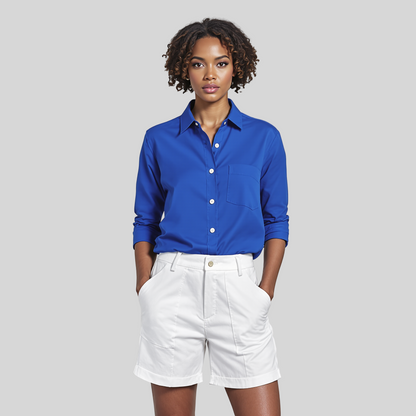 BLUE CLASSIC COTTON LINEN LOOSE SHIRT