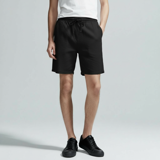 OLD MONEY COTTON BLACK BEACHY SHORTS