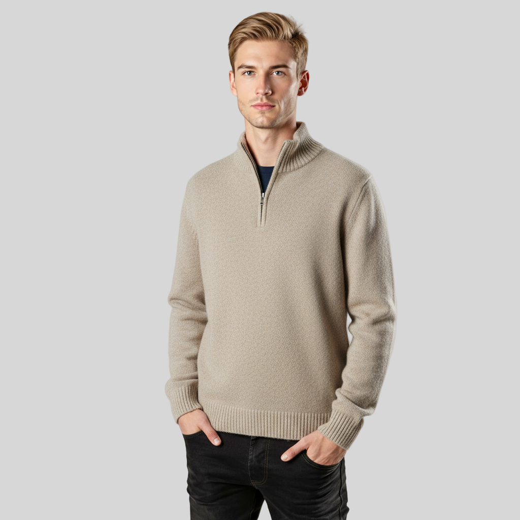 OLD MONEY LONG NECK BEIGE SWEATER