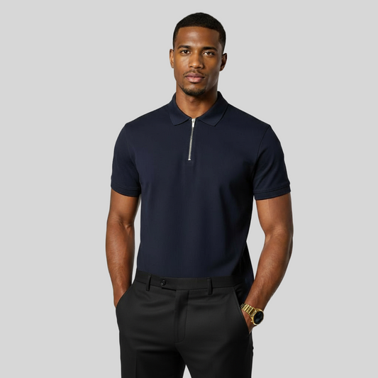 VINTAGE QUARTER ZIP NAVY BLUE POLO