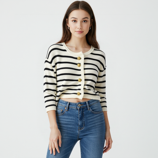 BELMONT BLACK STRIPED CARDIGAN