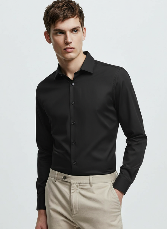 ASHFORD SLIM BLACK DRESS SHIRT