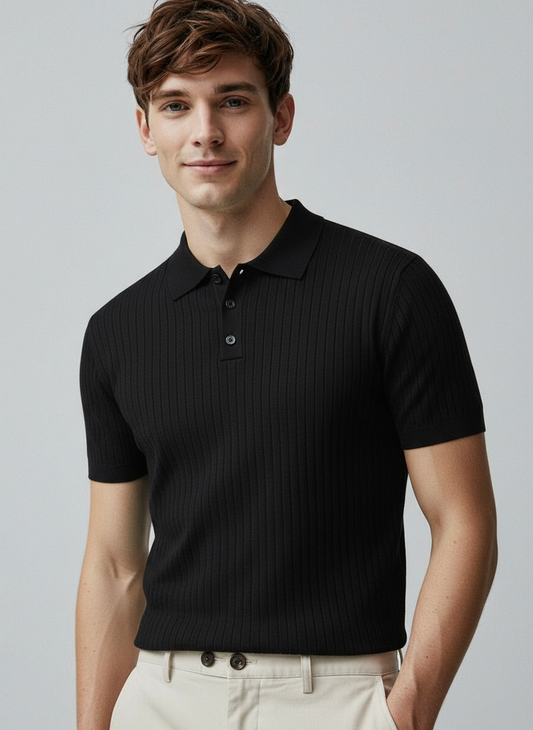 MODERN OLD MONEY BLACK SLIM POLO
