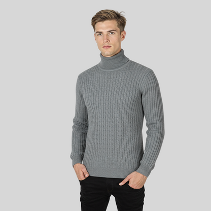 CLASSIC OLD MONEY GRAY TURTLENECK PULLOVER