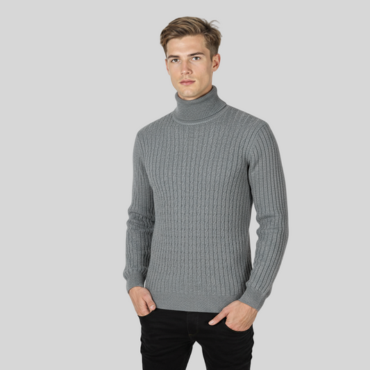 CLASSIC OLD MONEY GRAY TURTLENECK PULLOVER