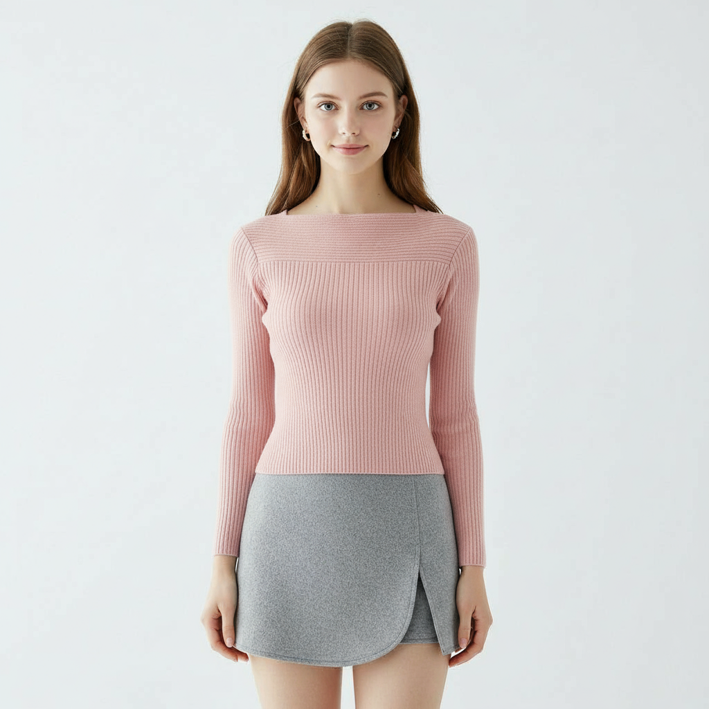 VINTAGE SLIM KNIT PINK SWEATER