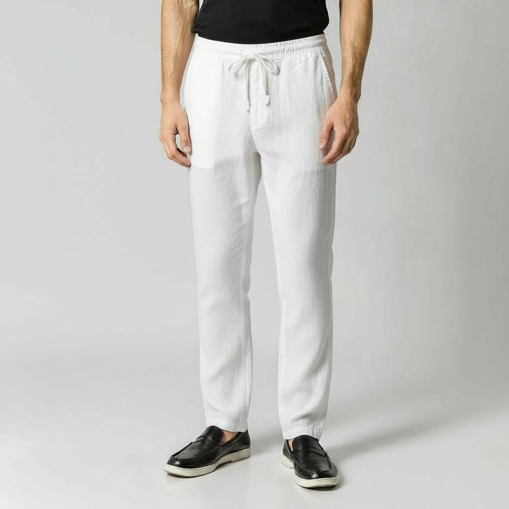 OLD MONEY WHITE LINEN TROUSERS