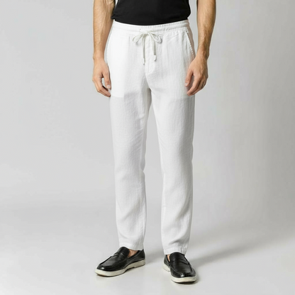 OLD MONEY WHITE LINEN TROUSERS