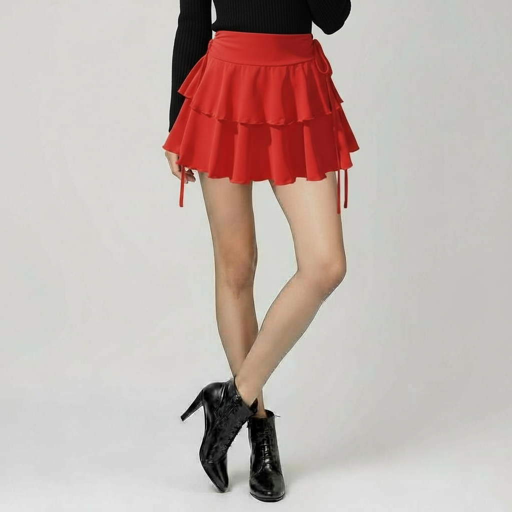 HIGH-WAIST RED MODERN SKIRT
