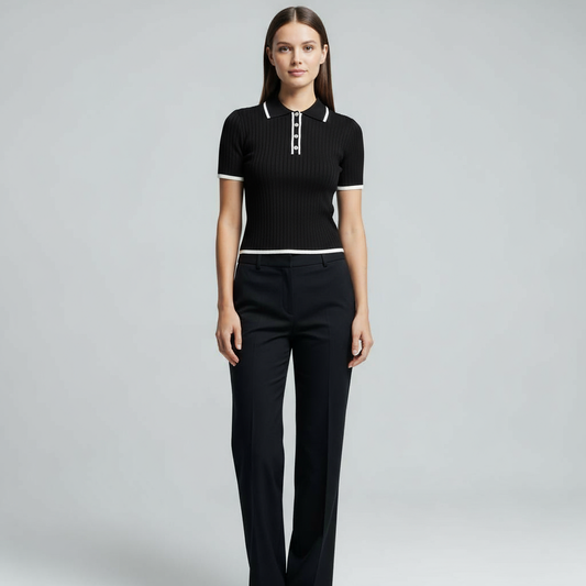 VINTAGE BLACK KNIT POLO