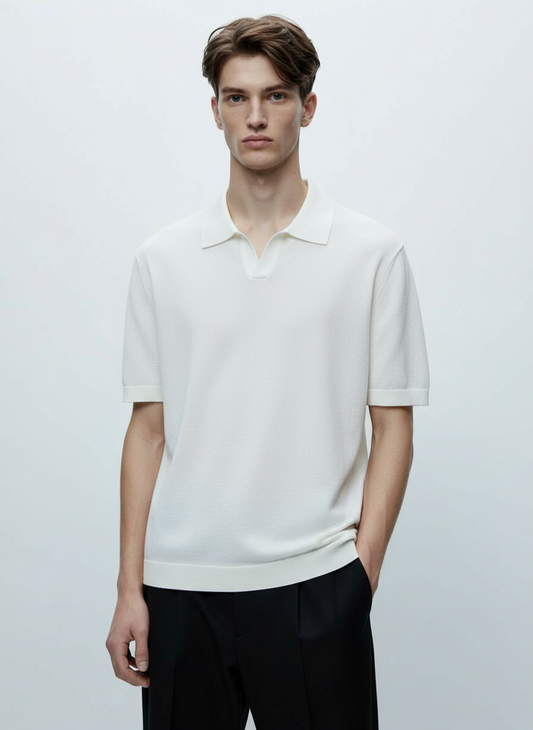 HERITAGE V-NECK CLASSIC WHITE POLO